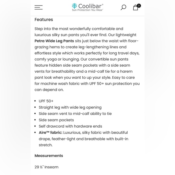 Coolibar Petra Wide Leg Pants - Picture 8 of 8